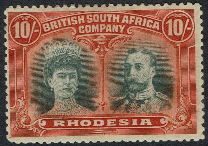 RHODESIA 1910 KGV DOUBLE HEAD 10/- 