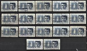 SC#1246 5¢ John F. Kennedy Singles (1964) Used Lot of 17 Stamps