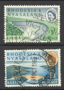 Rhodesia & Nyasaland Sc# 174-175 Used 1960 QEII Views of Dam & Lake