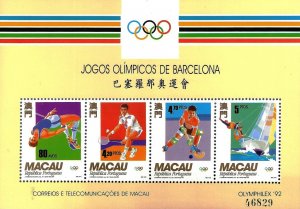 Macau China 1992 MNH Stamps Souvenir Sheet Scott 677a Sport Olympic Games