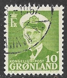 GREENLAND 1950-60 10o FREDERICK IX Issue Sc 30 VFU