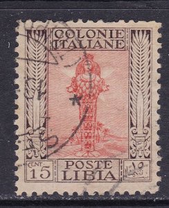 Libya Scott 58a 1924 15c unwmk, perf 11, VF Used. Scott $45