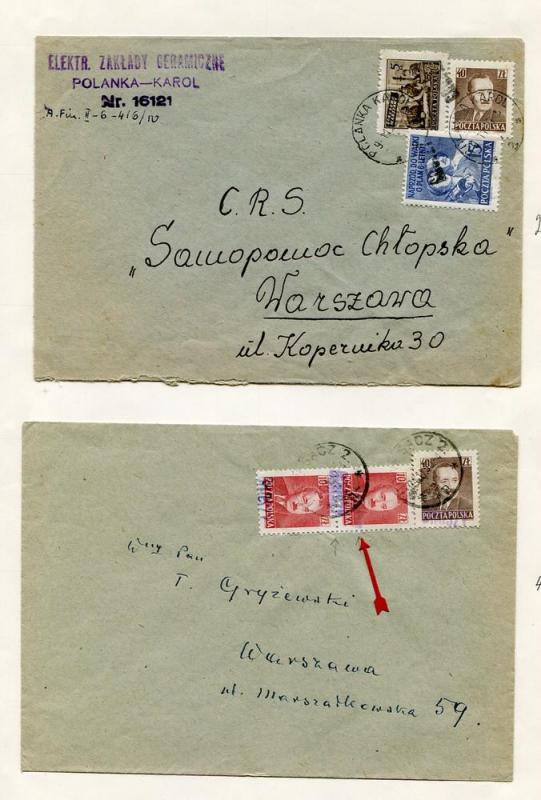 Poland 2  covers  with rare GROSZY overprint