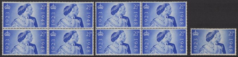 GB (L026) - 1948 Sg493 Royal Silver Wedding 2½d as Blocks of 4, UM/Mint