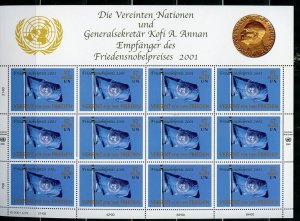 UNITED NATIONS SCOTT #301 VIENNA KOFI ANNAN NOBEL PRIZE MINIATURE SHEET MINT NH