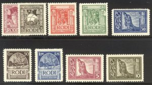 ITALY / RHODES #15-23 Mint - 1929 King & Queen Visit Set