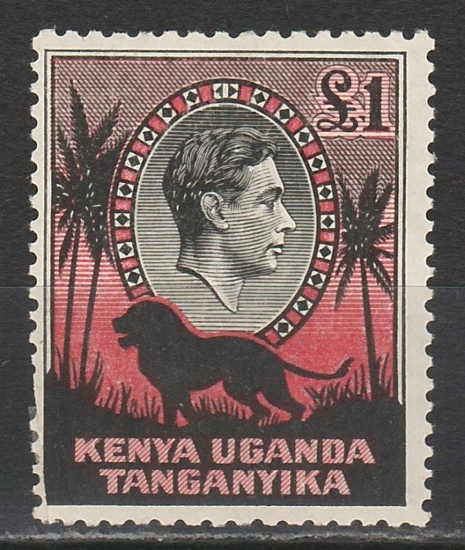 KENYA UGANDA & TANGANYIKA 1938 KGVI LION 1 POUND RARE PERF 11.75 X 13