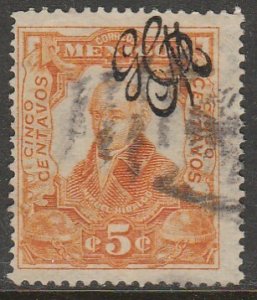 MEXICO 488 5¢ CARRANZA MONOGRAM REVOLUT OVPERPRINT USED F-VF. (329)