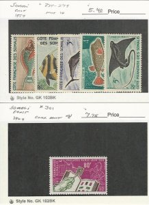 Somali Coast, Postage Stamp, #275-279 LH, 301 Mint NH, 1959-64 Fish, JFZ