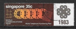 SINGAPORE SG464 1983 35c WORLD COMMUNICATIONS YEAR USED