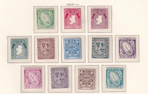 IRELAND 1D SET OF 12 DEFINITIVE ISSUES TO 1sh MLH CAT VALUE €100+