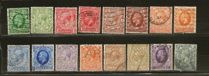 Great Britain Lot of 16 Different King George V Stamps Used