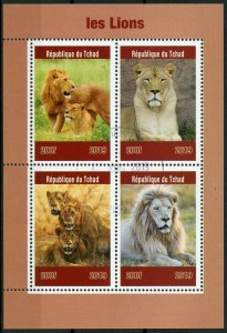 Chad 2019 CTO Lions 4v M/S Big Cats Wild Animals Stamps