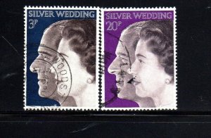 GREAT BRITAIN #683-684 1975 25TH ANNIV. QEII & PHILIP F-VF USED d