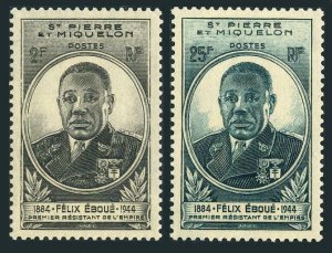 St Pierre & Miquelon 322-323,MNH.Michel 338-339. Felix Eboue,1945.