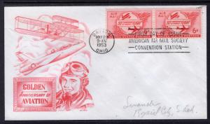 US C47 Powered Flight Cachet Craft Boll Pair Pencil FDC