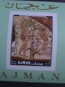 ​AJMAN-AIRMAIL-NUDE ART PAINTING-ADAMS & EVE IMPERF. MNH S/S VERY FINE