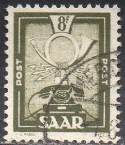 Saar 210 - Used - 8fr Communications Symbols / Phone (1951) (cv $72)