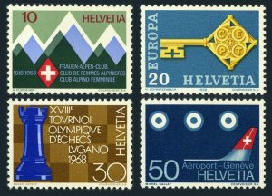 Switzerland 487-490, MNH. Mi 870-873. Alpine Club, CEPT-1968. Chess,Air terminal