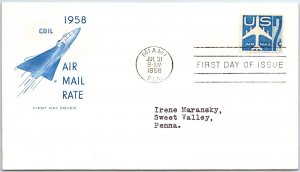 US FIRST DAY COVER 7c AIRMAIL COIL STAMP ON HOUSE OF FARNHAM CACHET 1958