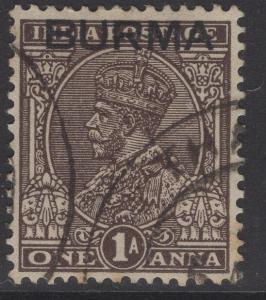 BURMA SG4 1937 1a CHOCOLATE FINE USED