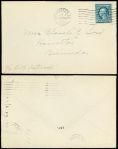 OCT 1, 1920 WASH DC Cds, Cover to HAMILTON BEMUDA w Bermuda Backstamp! SC #504!