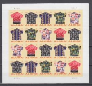 (S) USA #4592-96 Aloha Shirts Full Sheet of 20 stamps MNH