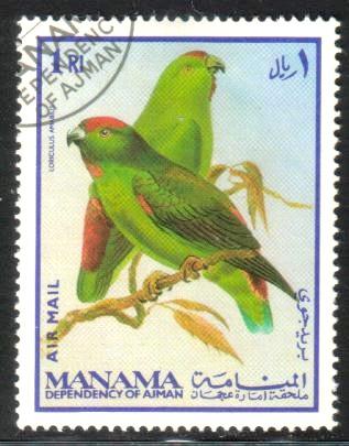 Bird, Parrot, Manama stamp used