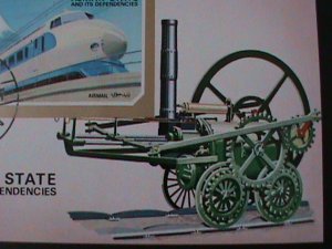 AJMAN-1972 MODEAN EXPRESS TRAIN & CLASSIC ANTIQUE TRAIN CTO  IMPERF-S/S-VF