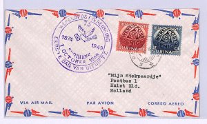 SURINAME FDC 1949 *UPU* Set FIRST DAY COVER Violet CACHET Netherlands Cols WF52