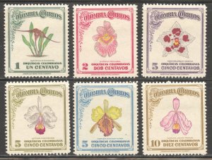 Colombia Scott 546-51 Unused VLHOG - 1947 Colombian Orchids - SCV $8.50