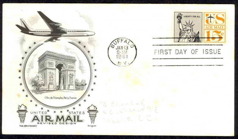 USA C63 Aristocrats cachet FDC (b) (Buffalo,NY) 1961 1.13 15c Statue of Liberty