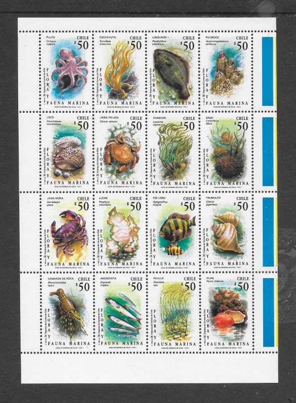 CHILE #967 MARINE LIFE M/S  MNH