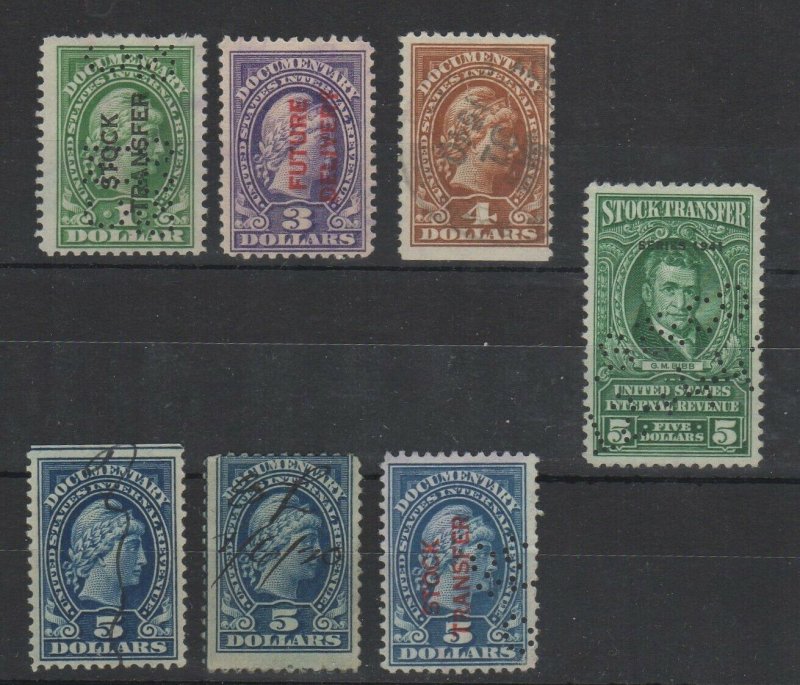 USA Stock Transfer Revenue Stamps Lot of 7