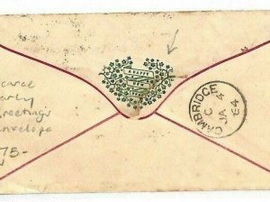 GB 1864 Cover *HAPPY NEW YEAR* Very Early Greetings Envelope Cambridge RARE AK41