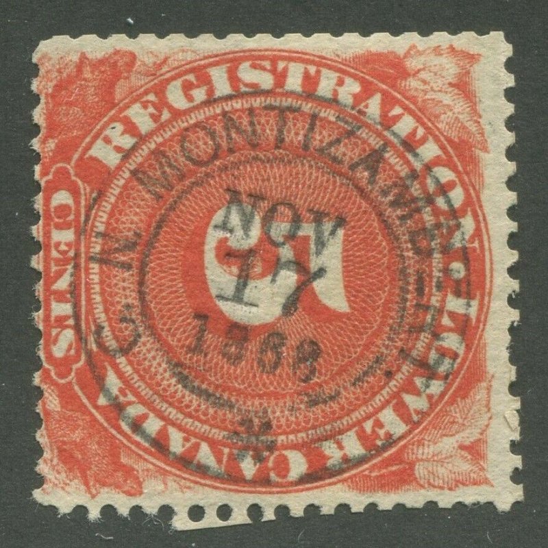 CANADA REVENUE QR1a USED QUEBEC REGISTRATION STAMP