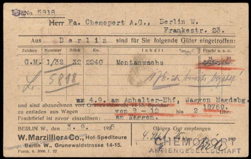 Germany 1925 Weimar Berlin Rohrpost Pneumatic Mail Cover 82920