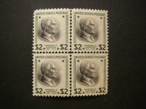 Scott 833, $2 Warren G. Harding, Center Line Block of 4, MNH Prexie, CV $80