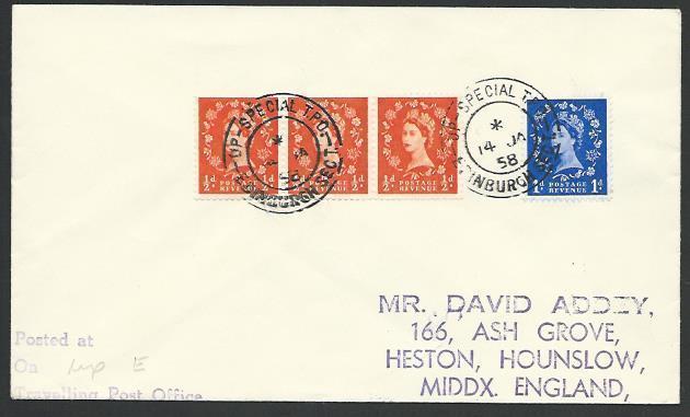 GB 1958 cover UP SPECIAL TPO / EDINBURGH SECT railway cancel...............53271