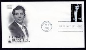 US 3521 Leonard Bernstein PCS U/A FDC