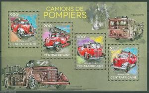 CENTRAL AFRICA 2014 FIRE  ENGINES SHEET  MINT NH