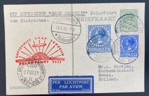 1931 Amsterdam Netherlands Graf Zeppelin Polar Flight LZ127 Cover to Russia USSR