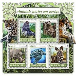 2017 Guinea-Bissau. Endangered Species. Y&T: 7149-7153. Michel Code: 9410-9414