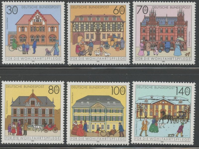 GERMANY Sc#B714-B719 1991 Post Offices Complete Set OG Mint NH
