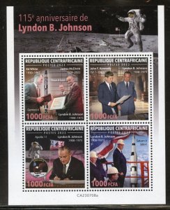 CENTRAL AFRICA 2023 115th BIRTH OF LYNDON B JOHNSON SHEET WITH JOHN KENNEDY NH