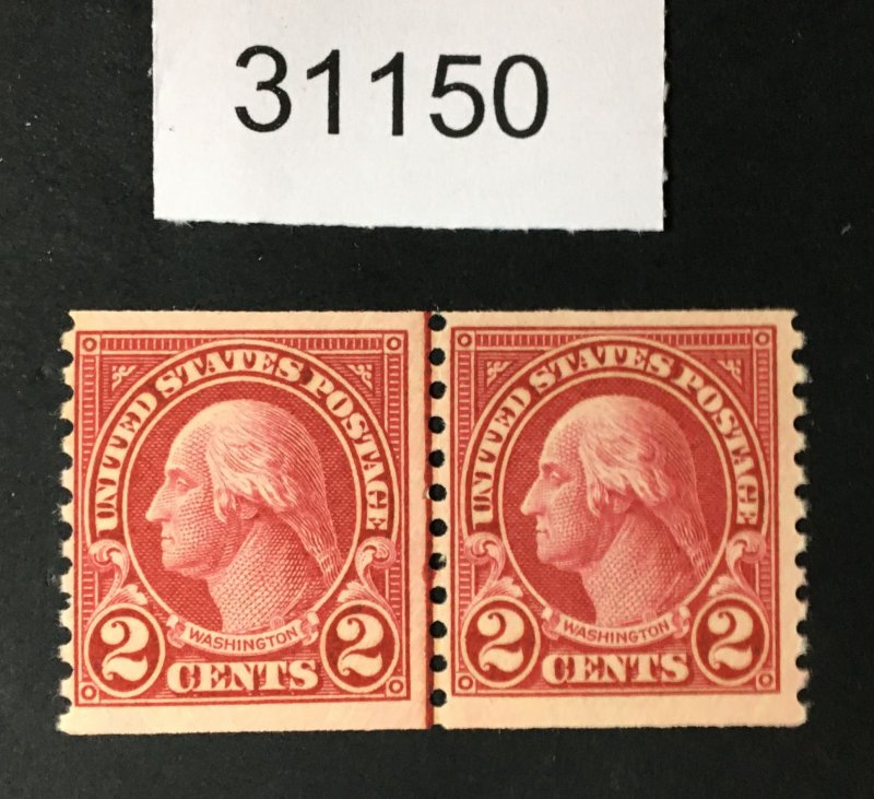 US STAMPS # 599 MINT OG NH LINE PAIR LOT #31150