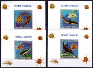 Sao Tome and Principe 2009 Sc#2106 SHELLS AND PRE-HISTORIC CREATURES 4 S/S MNH