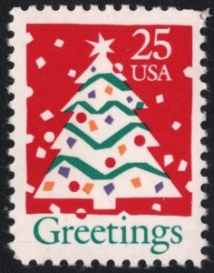 SC#2515 25¢ Christmas Tree Single (1990) MNH