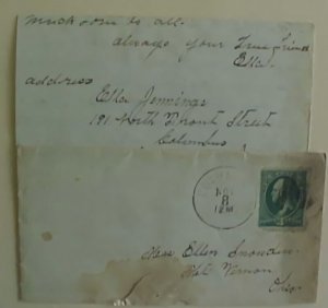 US LETTER IN COLUMBUS OHIO COVER CIRCA 1879 TORN AWAY FROM STAMP