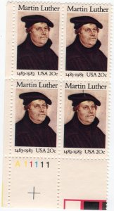 Scott #2065 Martin Luther (Reformation) Plate Block of 4 Stamps - MNH 